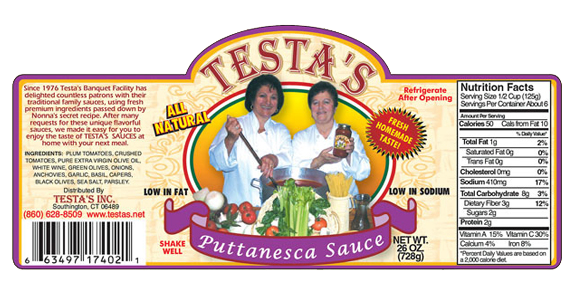 Testa's Puttanesca Sauce Label